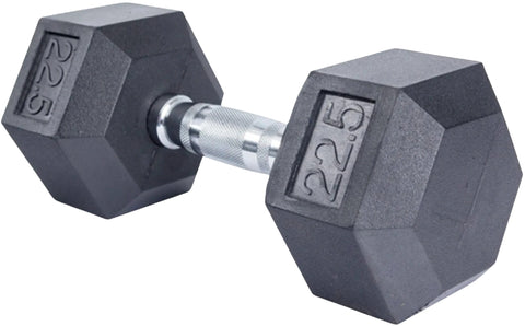 French Fitness Rubber Coated Hex Dumbbell Set 2.5-22.5 lbs - 5 Pair (New)