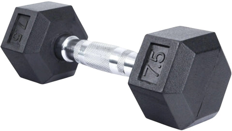 French Fitness Rubber Coated Hex Dumbbell Set 2.5-25 lbs - 10 Pair (New)