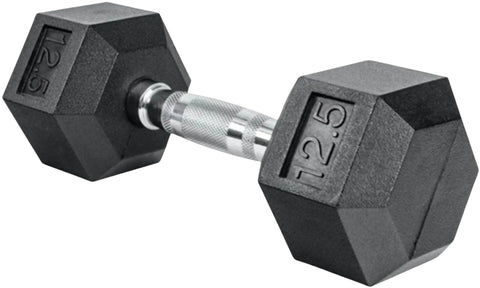 French Fitness Rubber Coated Hex Dumbbell Set 2.5-25 lbs - 10 Pair (New)