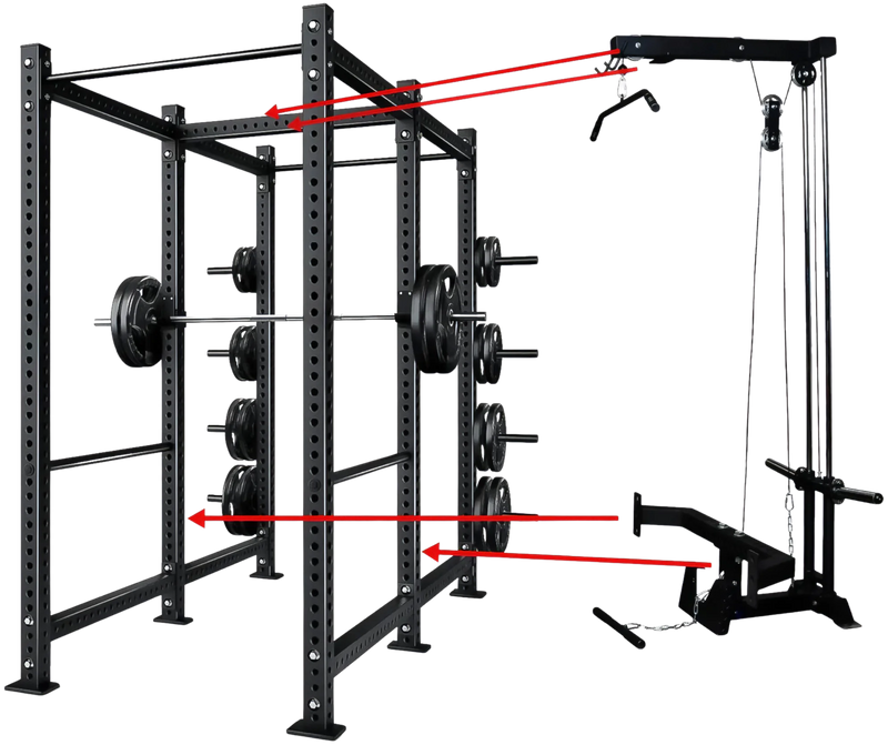 French Fitness R30-RE Commercial Power Rack w/Lat Pulldown / Low Row (New)