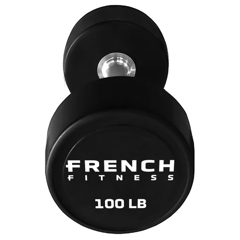French Fitness Urethane Round Pro Style Dumbbell V2 100 lbs - Single (New)