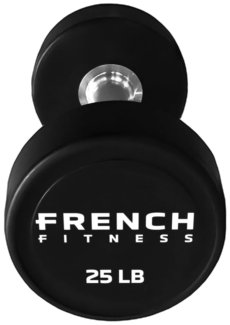 French Fitness Urethane Round Pro Style Dumbbell V2 25 lbs - Single (New)