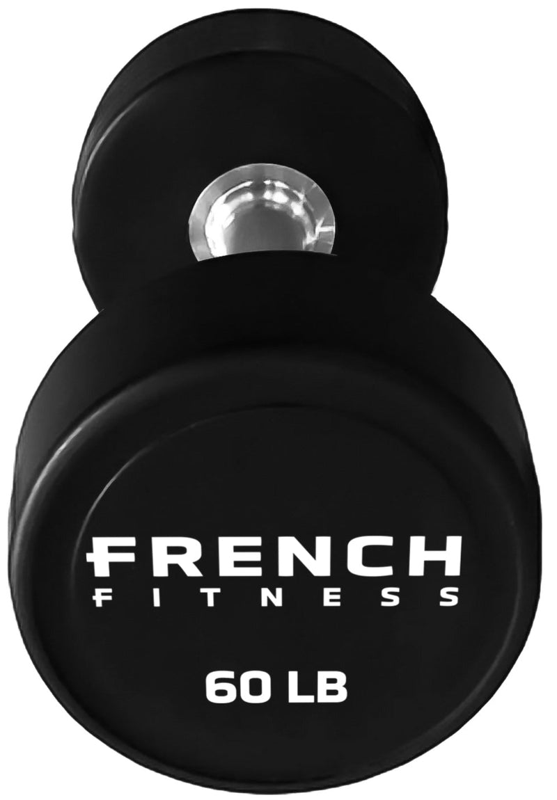 French Fitness Urethane Round Pro Style Dumbbell V2 60 lbs - Single (New)