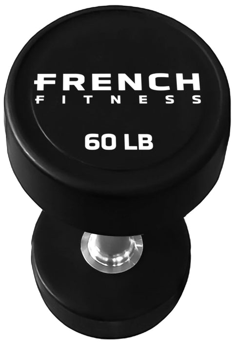 French Fitness Urethane Round Pro Style Dumbbell V2 60 lbs - Single (New)