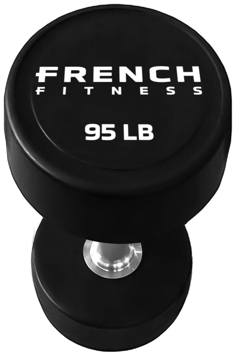 French Fitness Urethane Round Pro Style Dumbbell V2 95 lbs - Single (New)