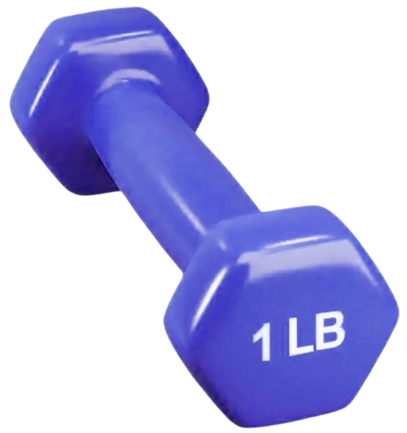 French Fitness Colorful Hex Vinyl Dumbbell 1 lb - Single (New)