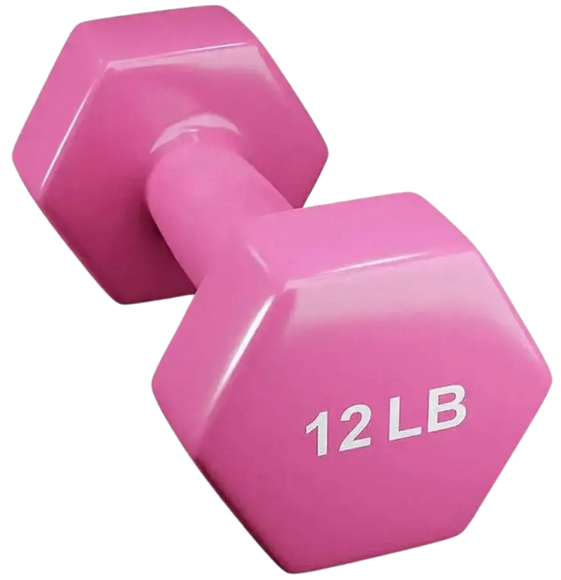 French Fitness Colorful Hex Vinyl Dumbbell 12 lbs - Single (New)
