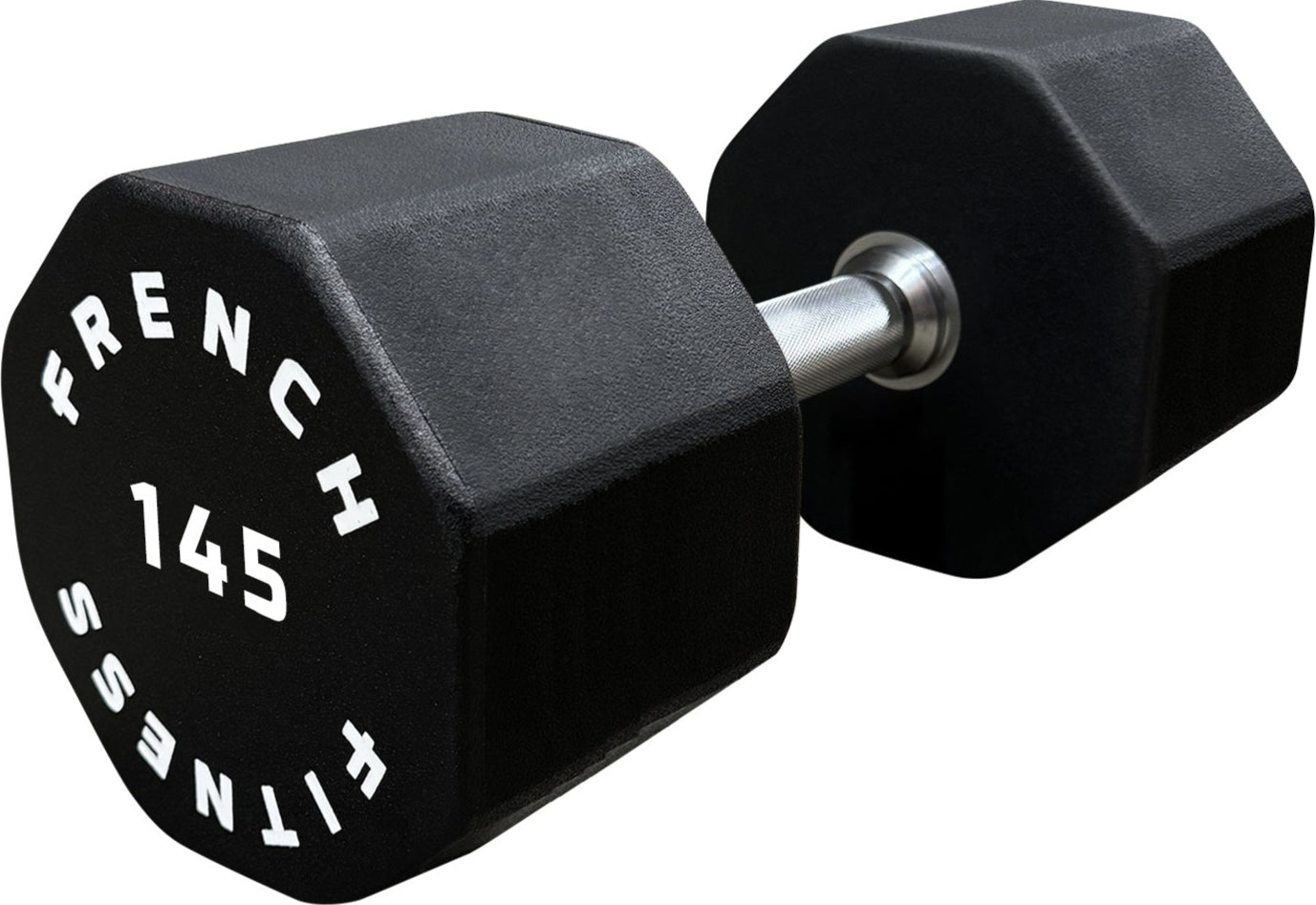 French Fitness Urethane 8 Sided Hex Dumbbell 145 lbs - Single (New)