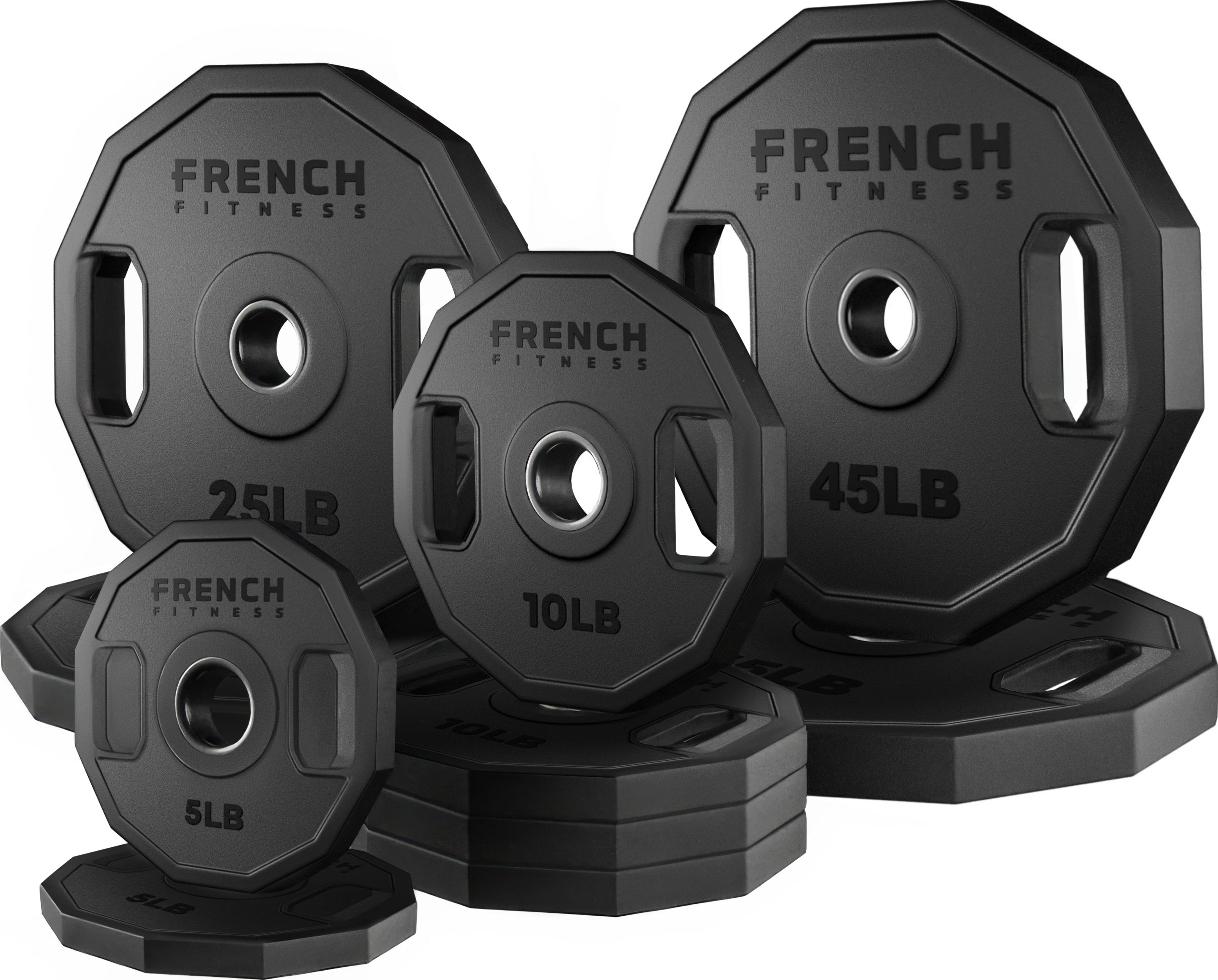 French Fitness Urethane Olympic Weight Plate V2 Set 190 lbs (New)