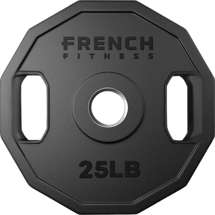 French Fitness Urethane Olympic Weight Plate V2 25 lbs Black (New)