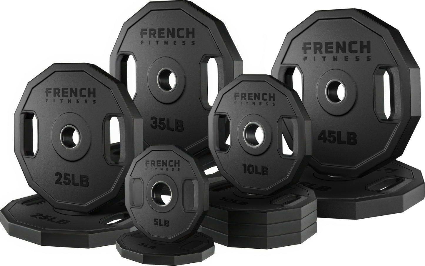 French Fitness Urethane Olympic Weight Plate V2 Set 260 lbs (New)