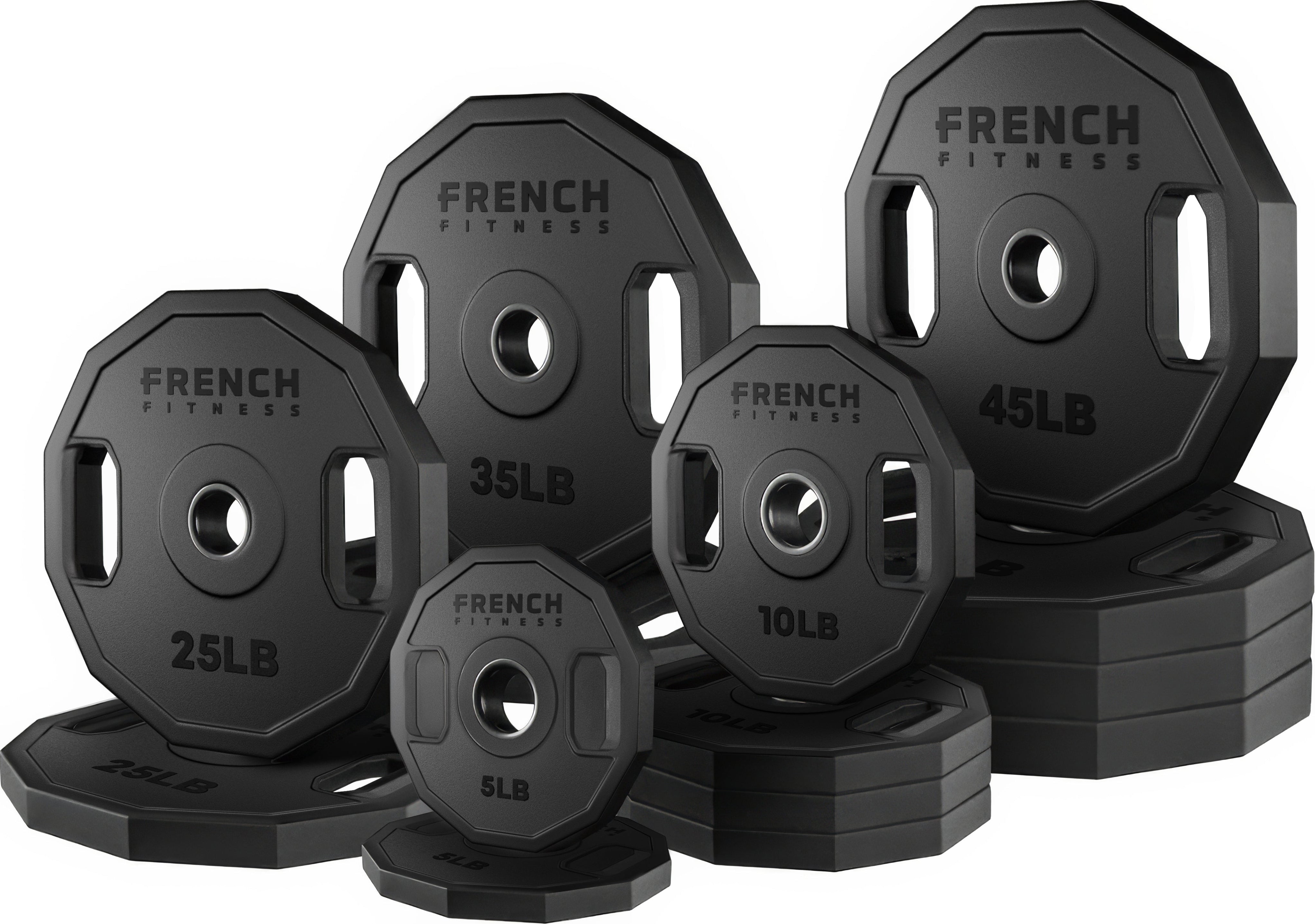 French Fitness Urethane Olympic Weight Plate V2 Set 350 lbs (New)