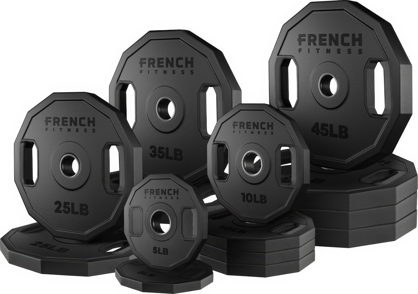 French Fitness Urethane Olympic Weight Plate V2 Set 350 lbs (New)