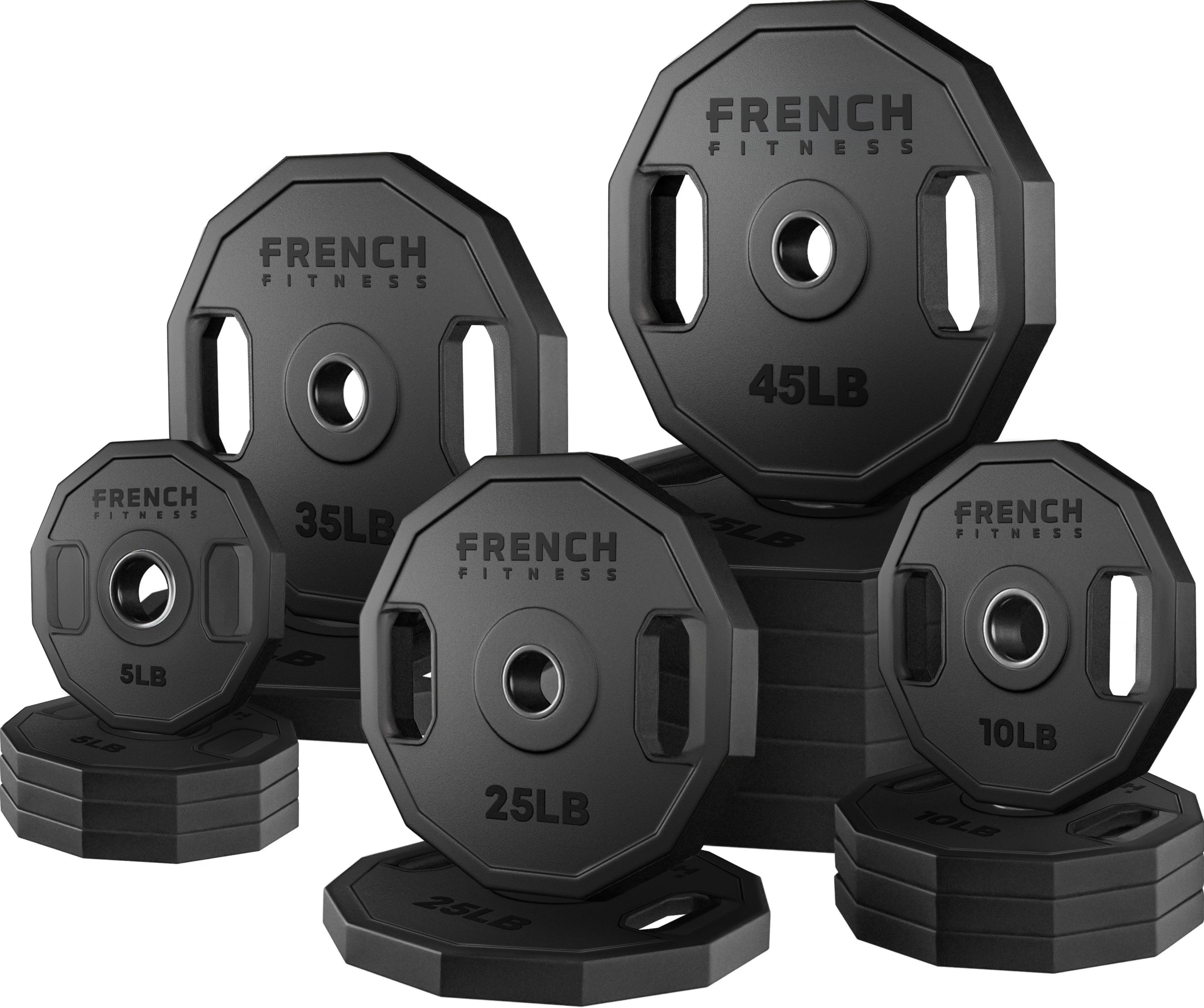 French Fitness Urethane Olympic Weight Plate V2 Set 450 lbs (New)