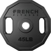 French Fitness Urethane Olympic Weight Plate V2 45 lbs Black (New)