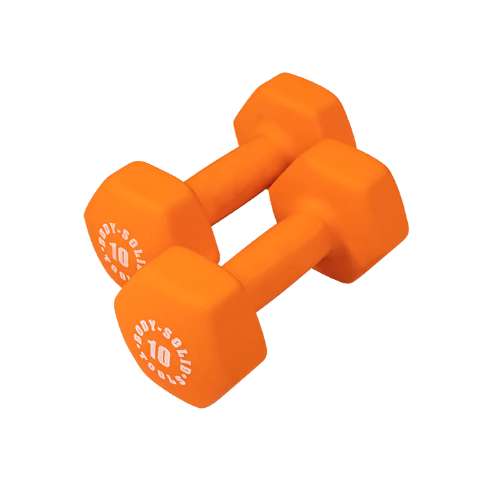 Body Solid BSTND10 Neoprene Dumbbell- 10 lbs. Orange (New)