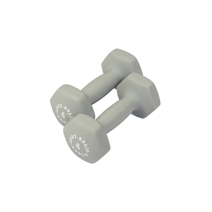 Body Solid BSTND4 Neoprene Dumbbell- 4 lbs. Light Gray (New)