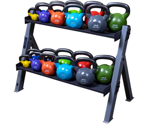 Body Solid GDKR100B Dual Dumbbell & Kettlebell Rack - Black (New)