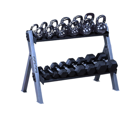 Body Solid GDKR100B Dual Dumbbell & Kettlebell Rack - Black (New)