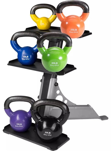 Body Solid KBVS105PACK Vinyl Coated Kettlebell Set 5-30 lb. with GDKR50 Image