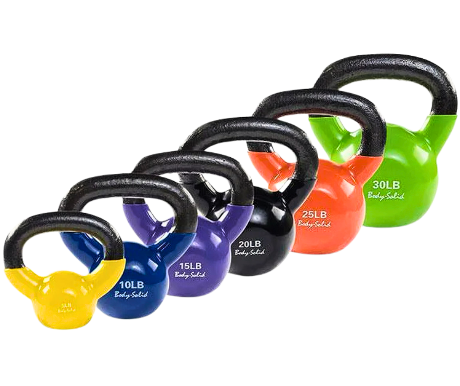 Body Solid KBVS125 Vinyl Coated Kettlebell Set 5-30 lb. (New)