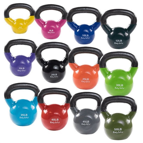 Body Solid KBVS295 Vinyl Coated Kettlebell Set 5-50 lb. Image