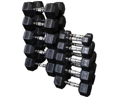 Body Solid SDRS550 Rubber Coated Hex Dumbbell Set 5 to 50 lbs. (New)