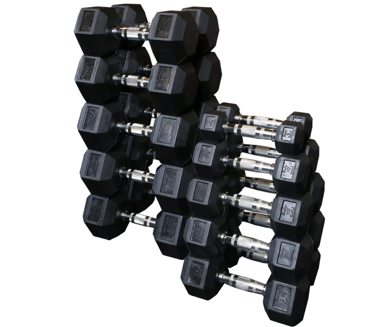 Body Solid SDRS550 Rubber Coated Hex Dumbbell Set 5 to 50 lbs. (New)