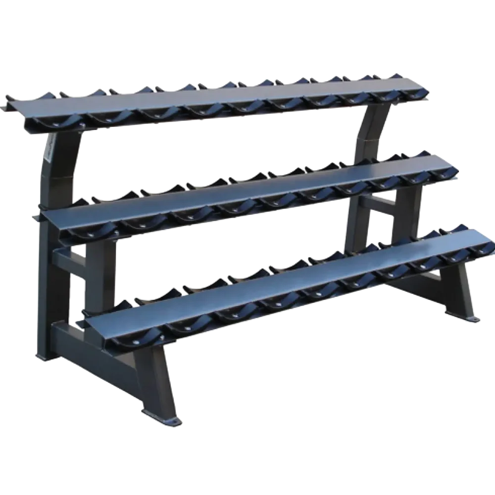 French Fitness 3 Tier Saddle 15 Pair Dumbbell Rack V2 (New)