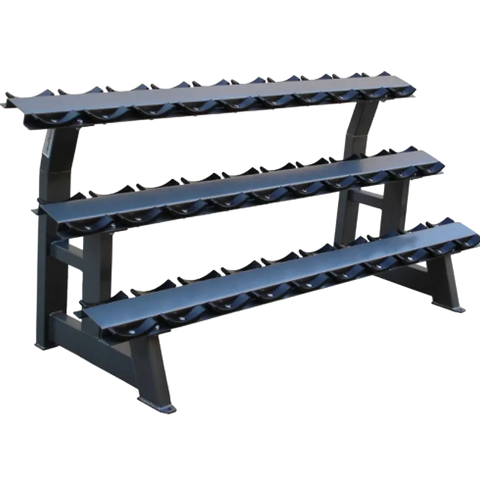 French Fitness 3 Tier Saddle 15 Pair Dumbbell Rack V2 (New)