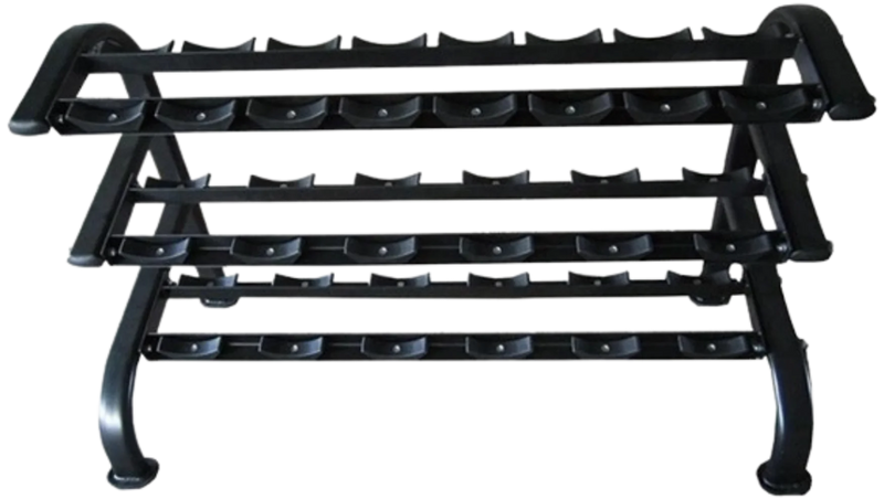 French Fitness 3 Tier Saddle Dumbbell Rack, 10 Pairs (New)