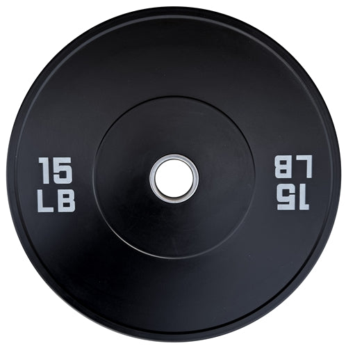 French Fitness Olympic Black Bumper Plate 15 lbs - Blank Image