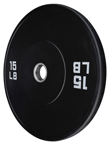 French Fitness Olympic Black Bumper Plate 15 lbs - Blank (New)