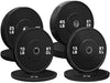 French Fitness Olympic Black Bumper Plate Set 190 lbs - Blank Image