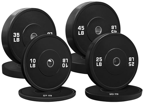 French Fitness Olympic Black Bumper Plate Set 230 lbs - Blank Image