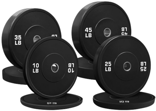 French Fitness Olympic Black Bumper Plate Set 230 lbs - Blank (New)