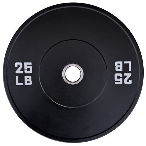 French Fitness Olympic Black Bumper Plate 25 lbs - Blank Image