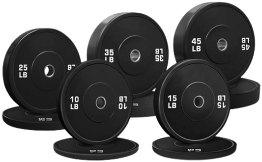 French Fitness Olympic Black Bumper Plate Set 260 lbs - Blank (New)