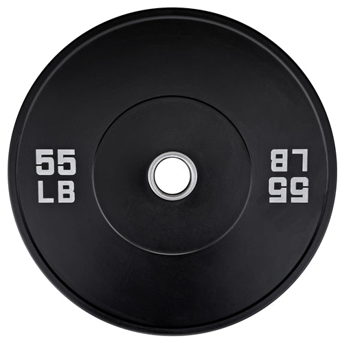 French Fitness Olympic Black Bumper Plate 55 lbs - Blank Image