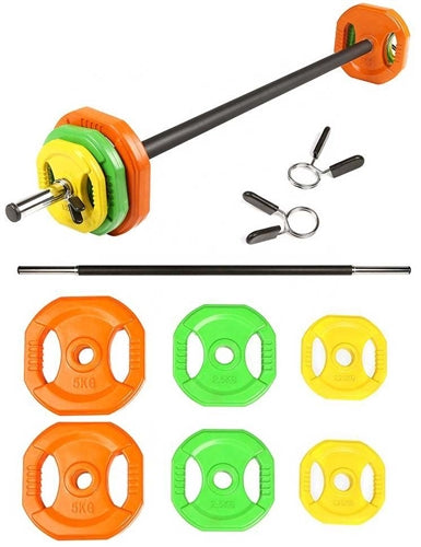 French Fitness Aerobic Barbell & Weight Plate Set of 1  (New)