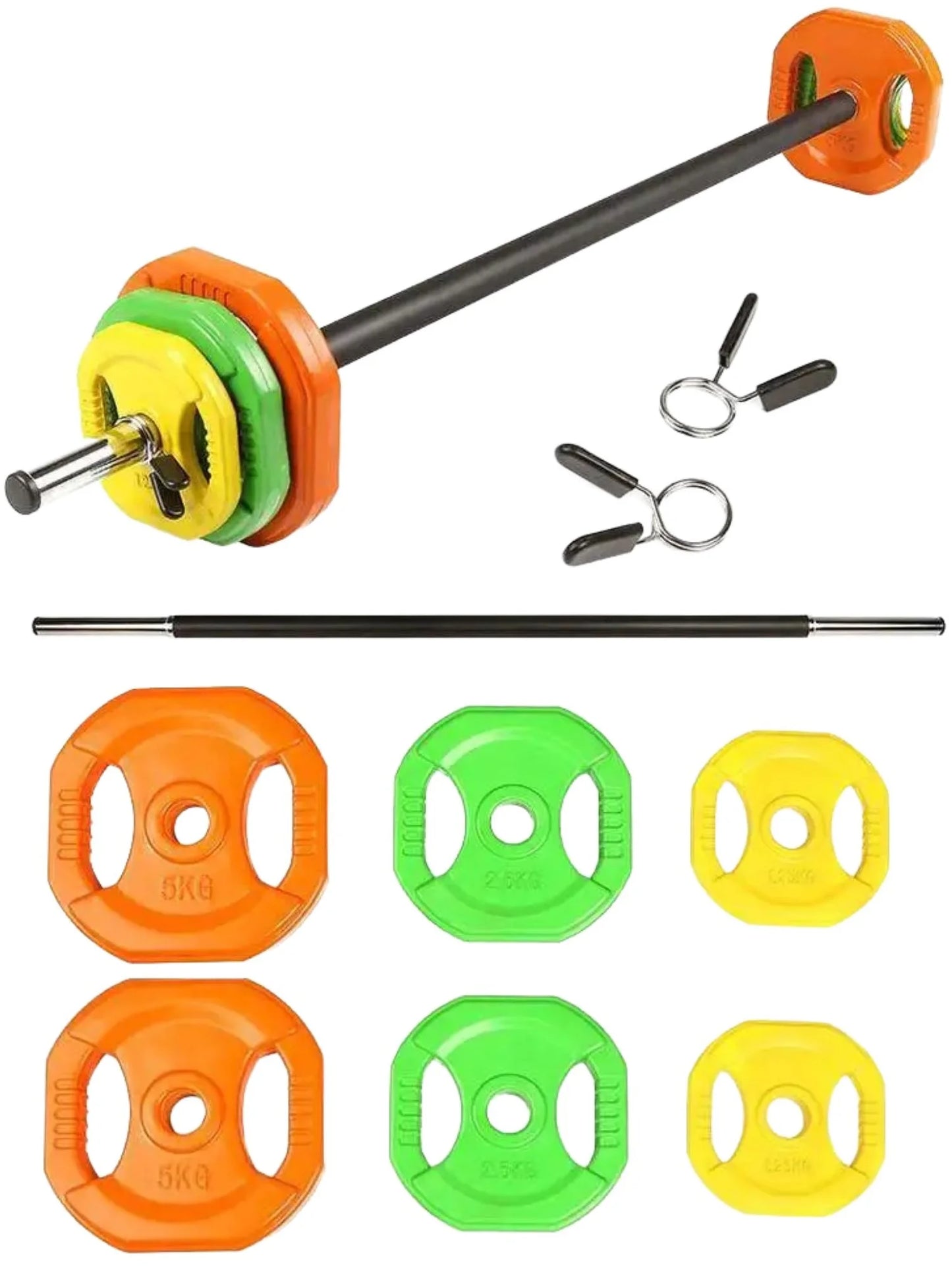 French Fitness Aerobic Barbell & Weight Plate Set of 1  (New)