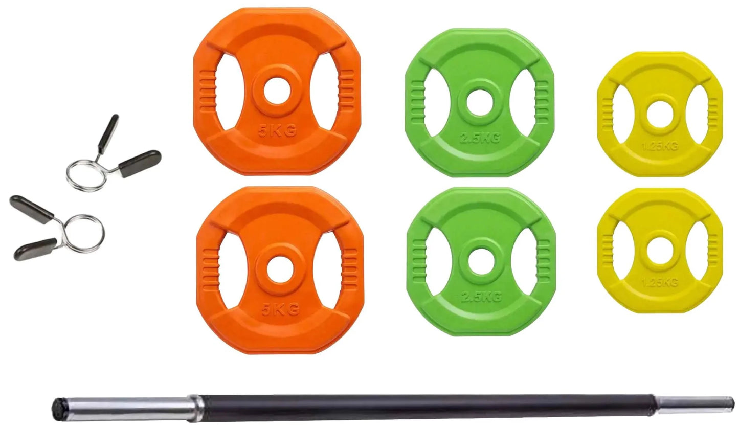 French Fitness 20 Set Aerobic Bar & Plate Package w/Rack (New)