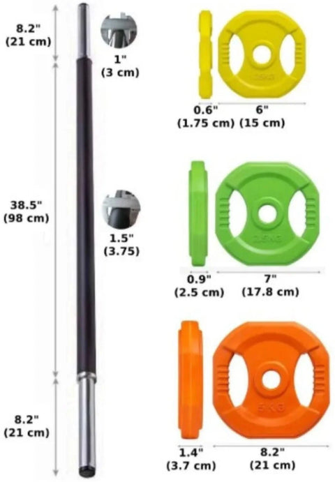 French Fitness 20 Set Aerobic Bar & Plate Package w/Rack (New)