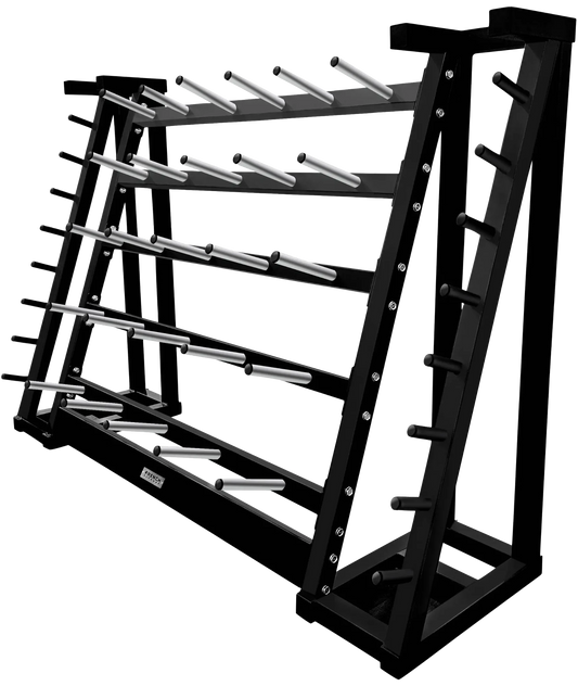 French Fitness Aerobic Bar & Plate Rack - Fits 20 Sets (New)