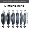 French Fitness Olympic Bumper Plates Set w/7 ft Olympic Bar 515 lbs - Crumb Rubber (New)