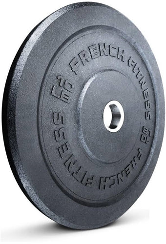 French Fitness Olympic Bumper Plates Set w/7 ft Olympic Bar 515 lbs - Crumb Rubber (New)