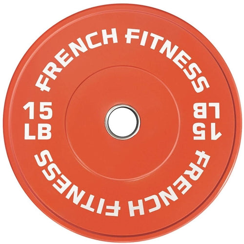 French Fitness Olympic Colored Bumper Plate 15 lbs (New)