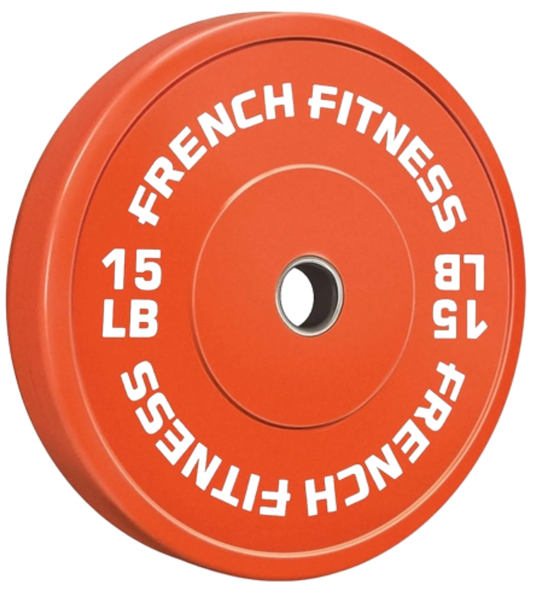 French Fitness Olympic Colored Bumper Plate 15 lbs (New)