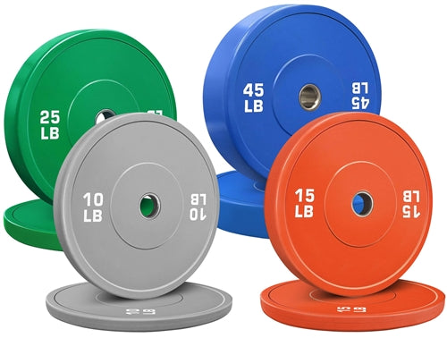 French Fitness Olympic Colored Bumper Plate Set 190 lbs - Blank Image