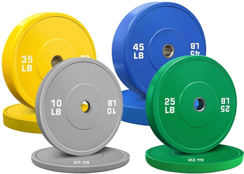 French Fitness Olympic Colored Bumper Plate Set 230 lbs - Blank Image